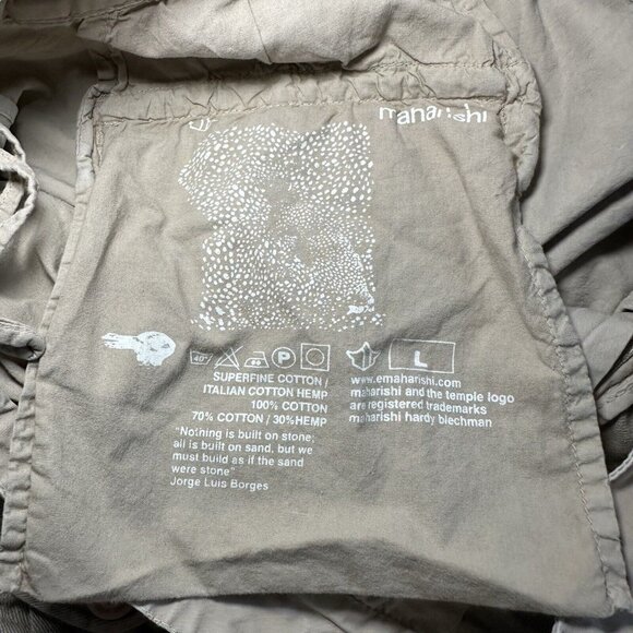 Maharishi Pants Mens Large (34W) Beige Hemp Military Streetwear Utility Pockets - Picture 10 of 13